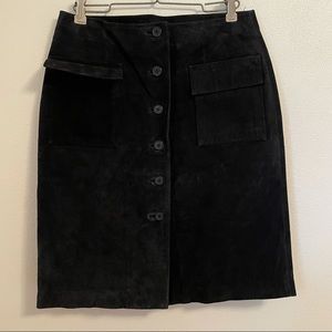 🌼VINTAGE Black Leather Button Down Skirt